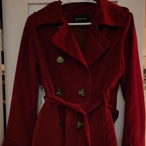 London Fog Lined Trench Coat- Dark Red